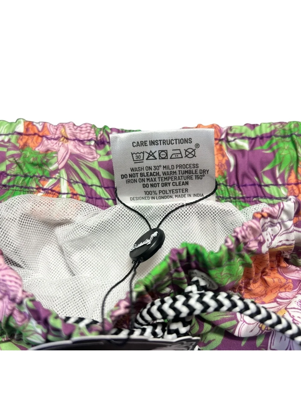 BOARDIES men’s mesh lined swim beach shorts trunks tropical pattern size L NWT